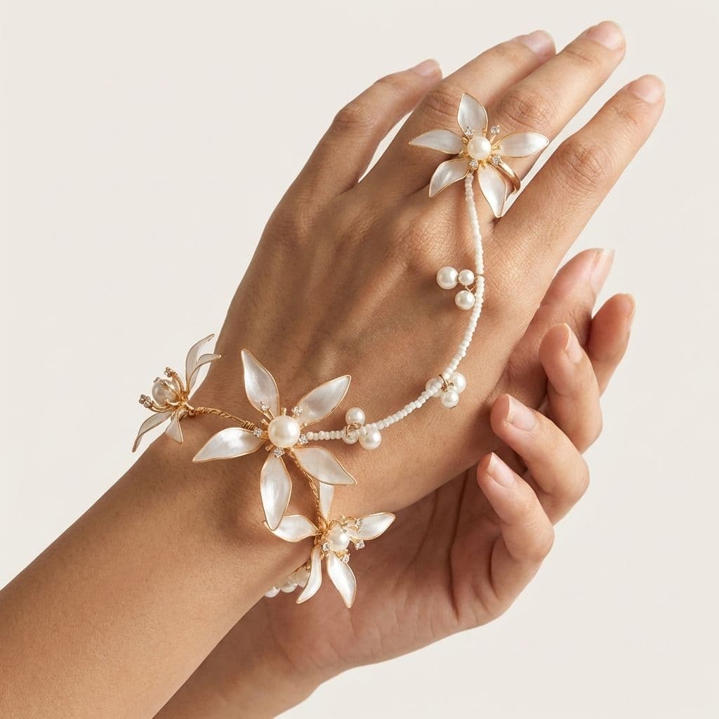 Handcrafted Resin Flower Hathphool: Classic Hand Harness Jewellery