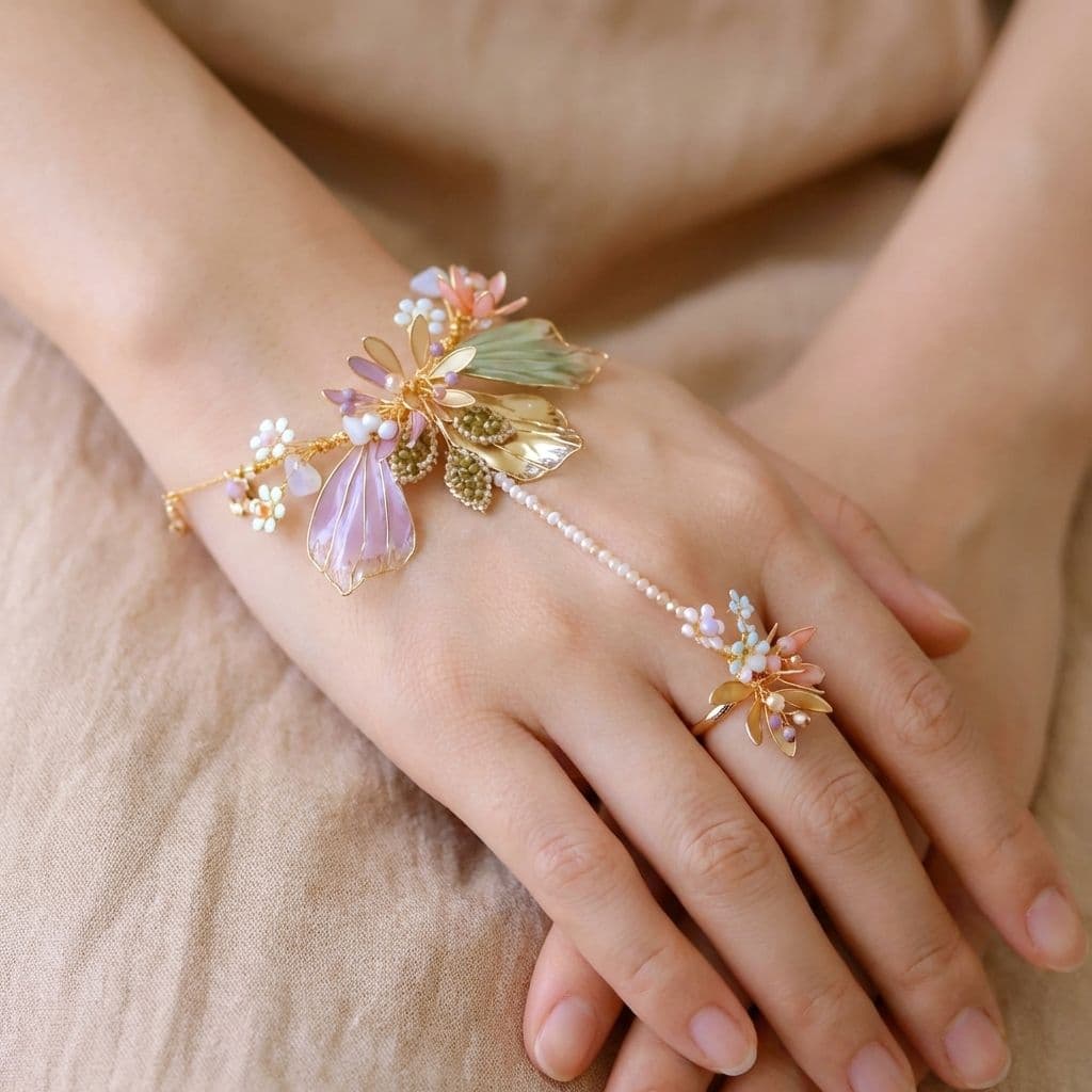 Blossoming Resin Floral Hathphool: Hand Harness Jewellery