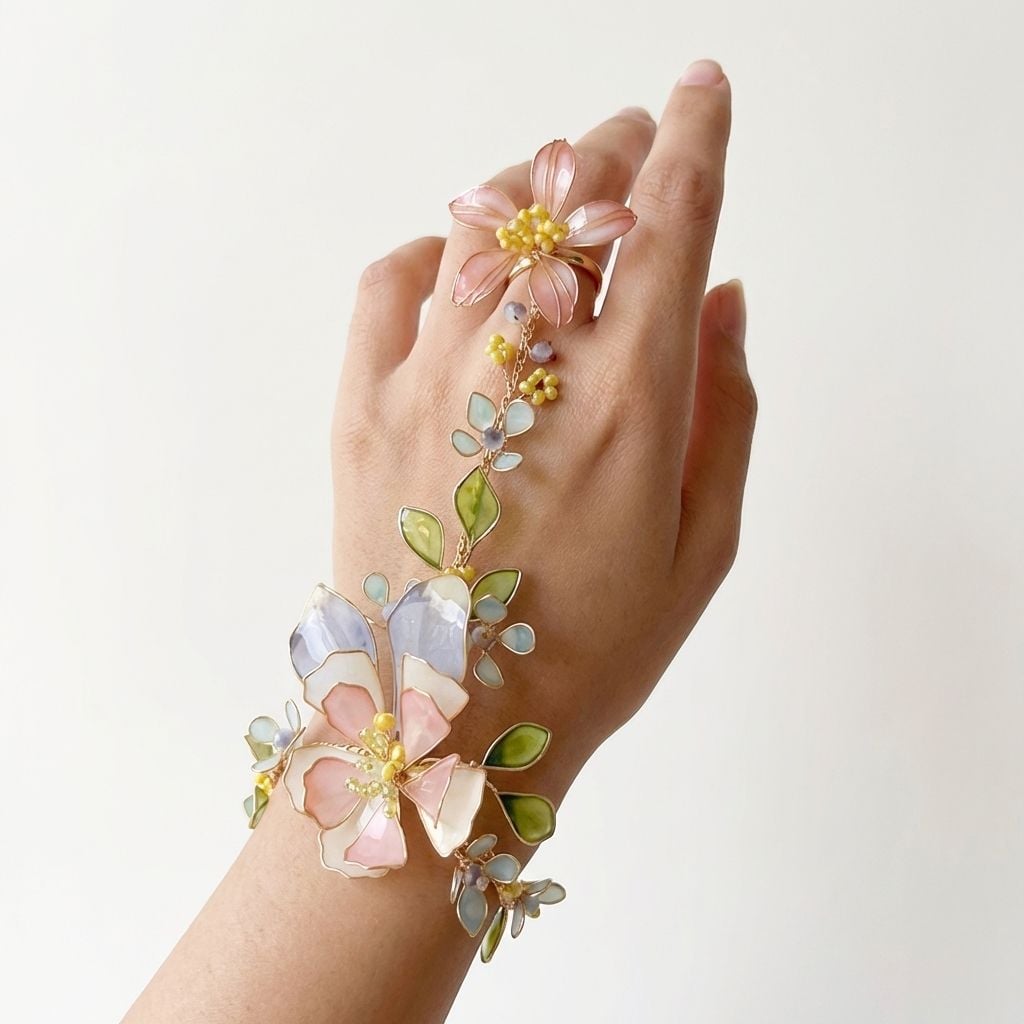 Blossomic Resin Hathphool: Handcrafted Hand Harness Jewellery