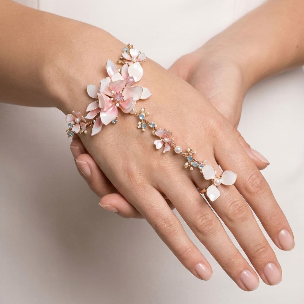 Handcrafted Resin Flower Hathphool: Artistic Hand Harness Jewellery