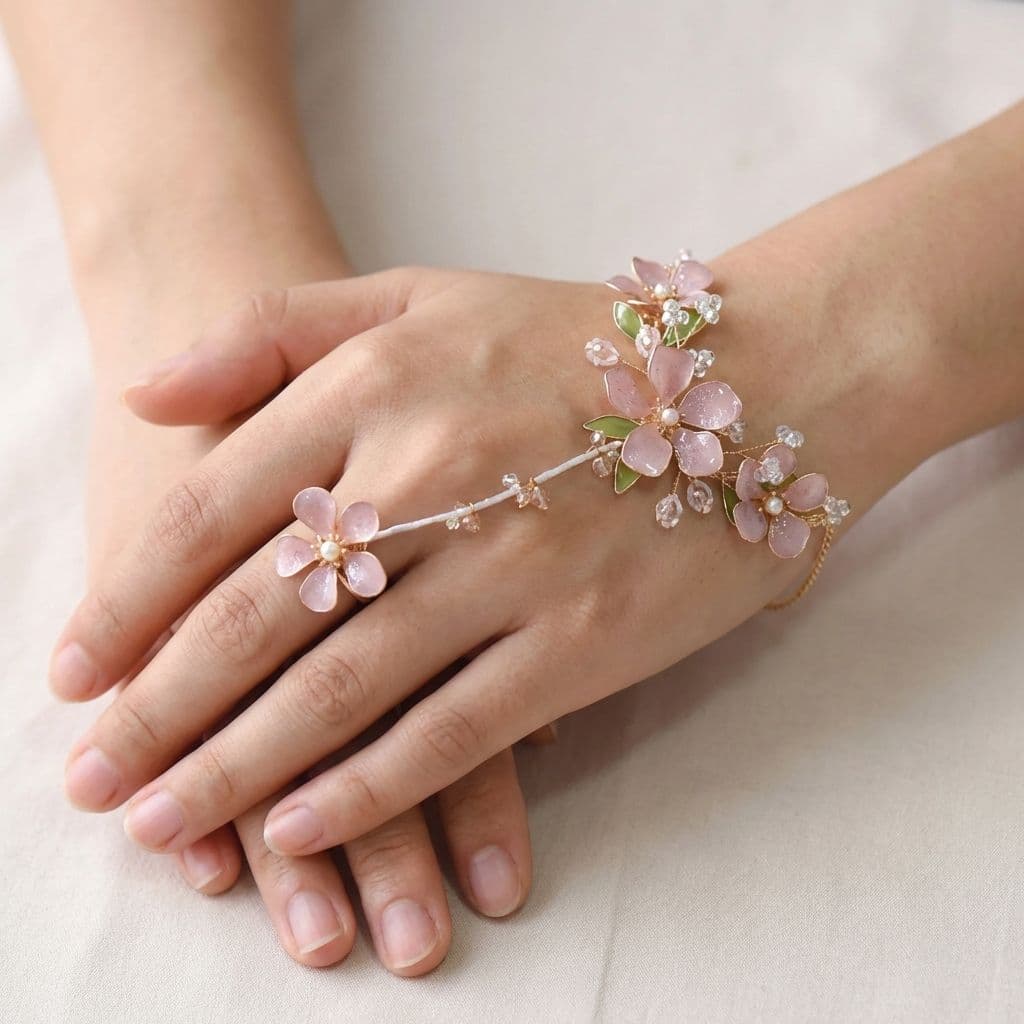 Blossom Grace Resin Flower Hathphool - Hand Harness Jewellery