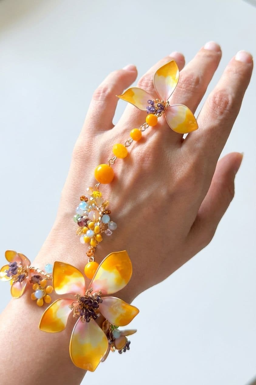 Resin Blossom Hand Harness Hathphool: Exclusive Handmade Flower Jewellery