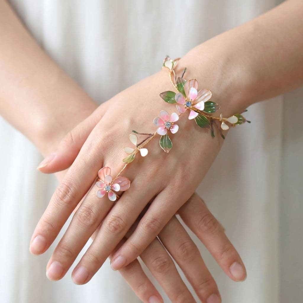 Handmade Resin Flower Hathphool - Artistic Hand Harness Jewellery