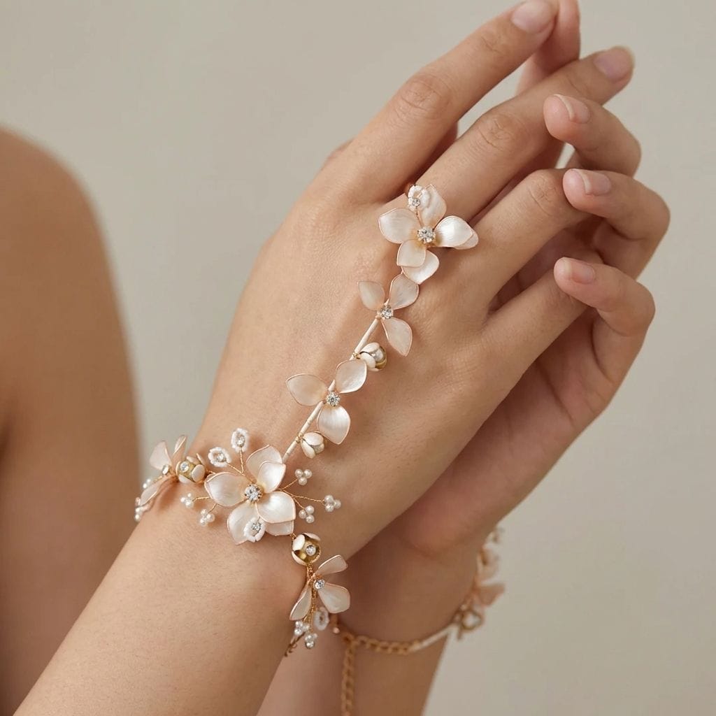 Handcrafted Resin Flower Hathphool - Elegant Hand Harness Jewellery