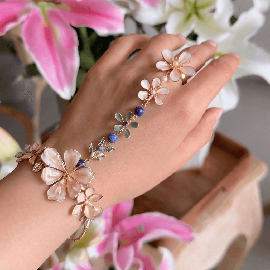 Elegant Resin Flower Hathphool | Handmade Hand Harness Jewellery