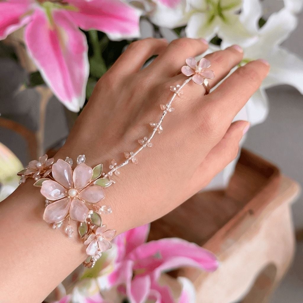 Blossom Grace Resin Flower Hathphool - Hand Harness Jewellery