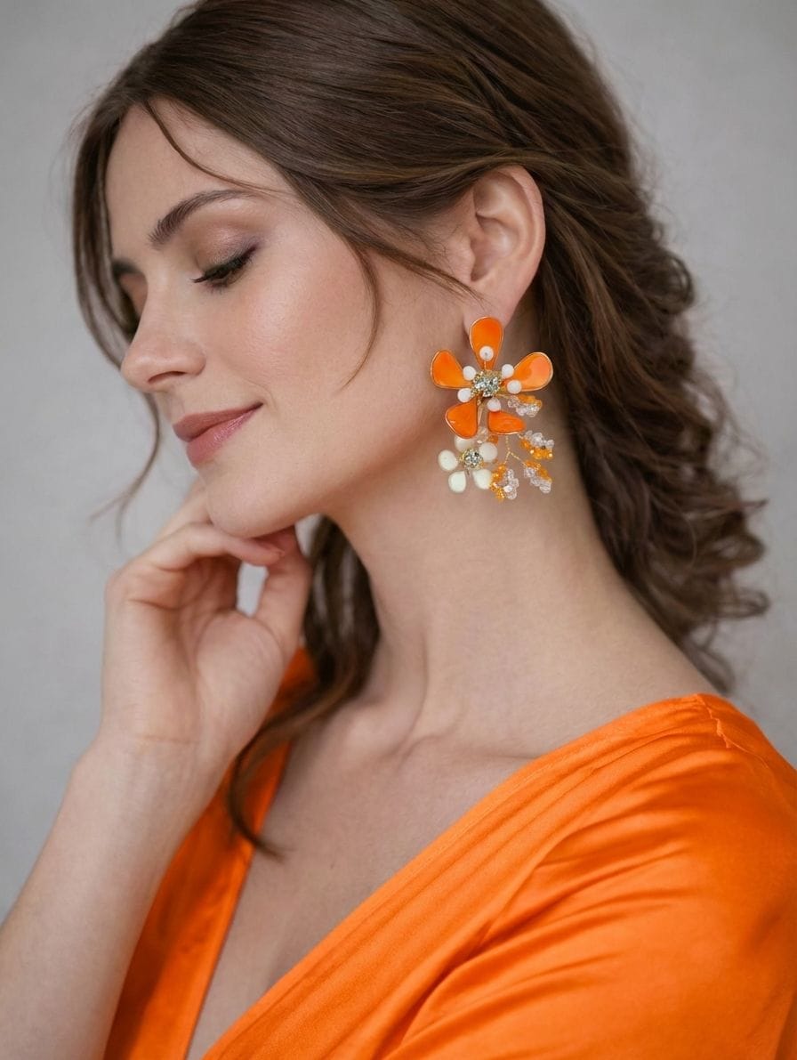 Blossom Carnival: Multicolor Resin Floral Dangler Earrings for Haldi Event