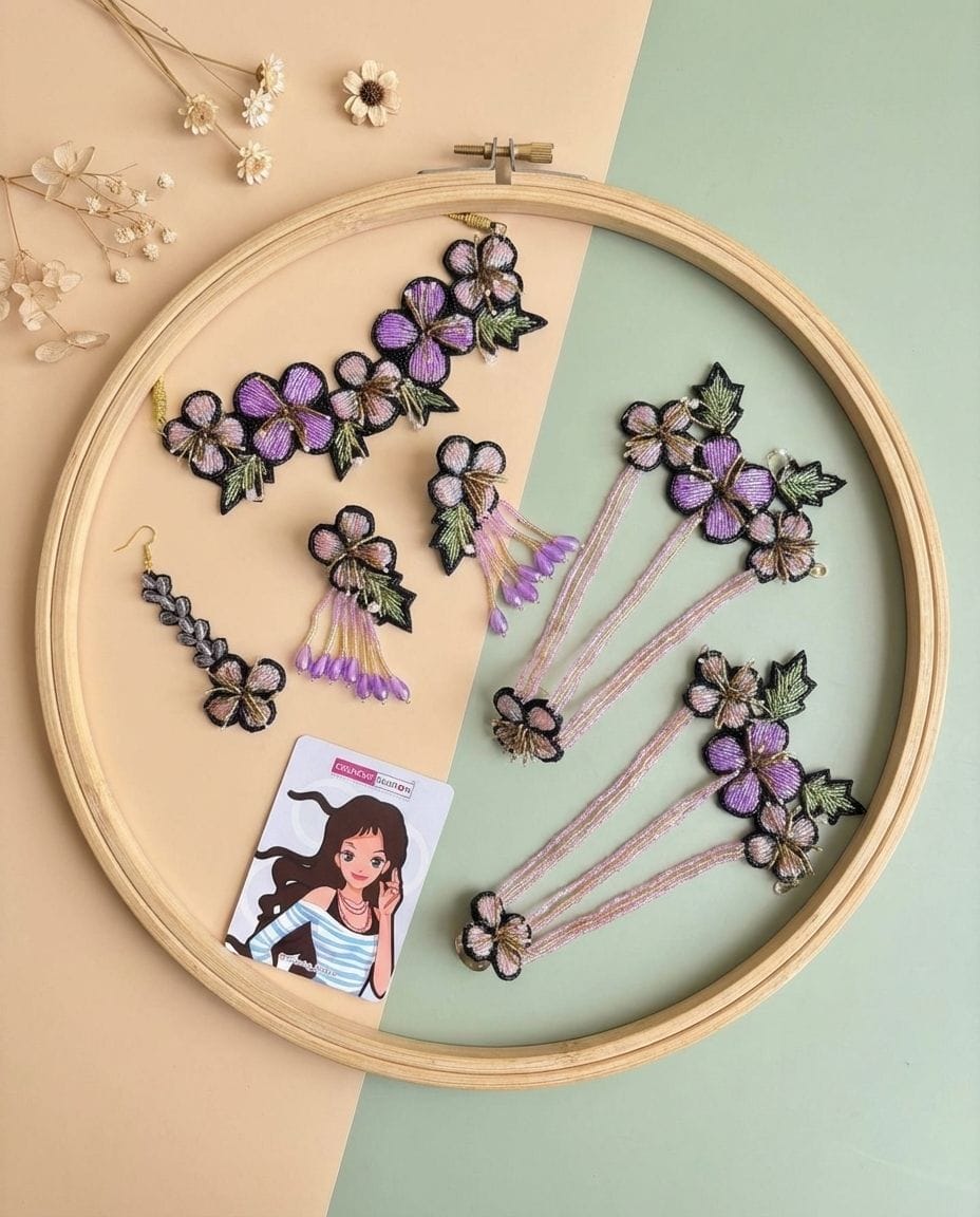 Nature-Inspired Handmade Flower and Beads Jewelry for Haldi