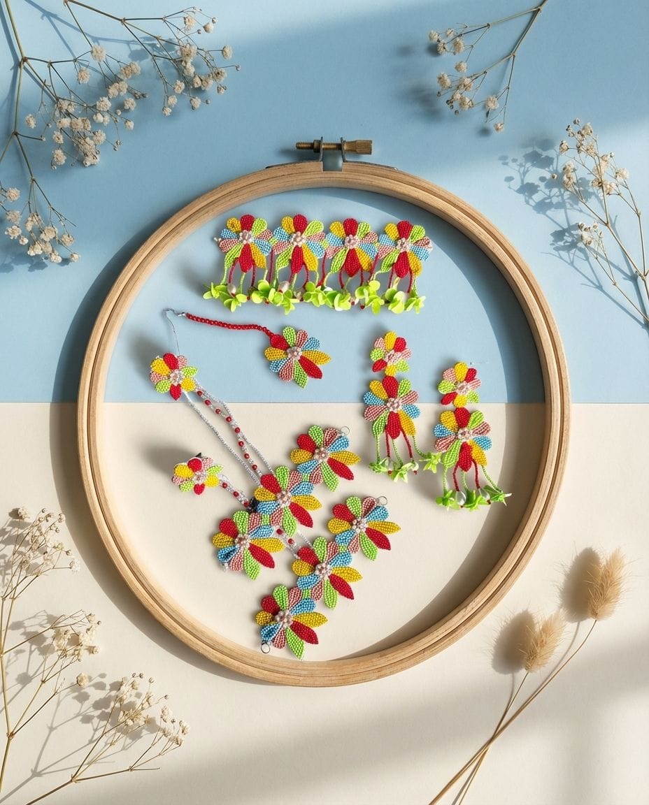 Bespoke Beaded Bridal Jewellery Set - Perfect for Haldi and Mehndi