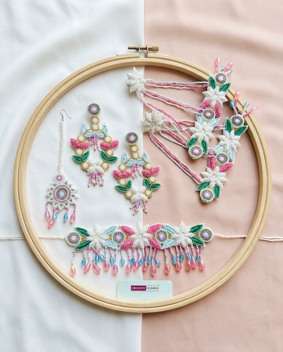 Blossoming Pastel Haldi-Mehndi Floral Jewels for Celebrations