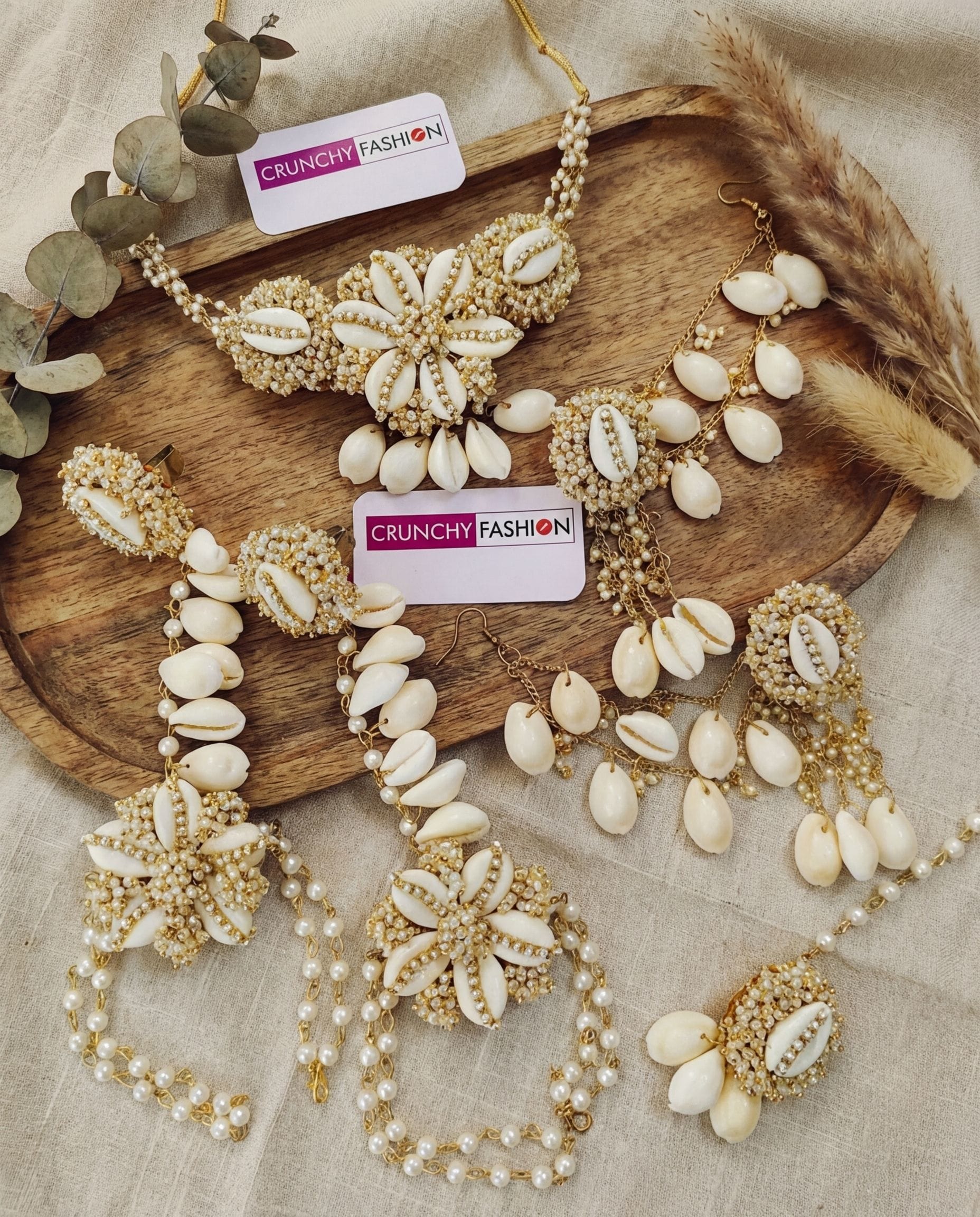 Trisha Pearl Gold-Plated Haldi-Mehndi Flower Jewelry for Women & Girls