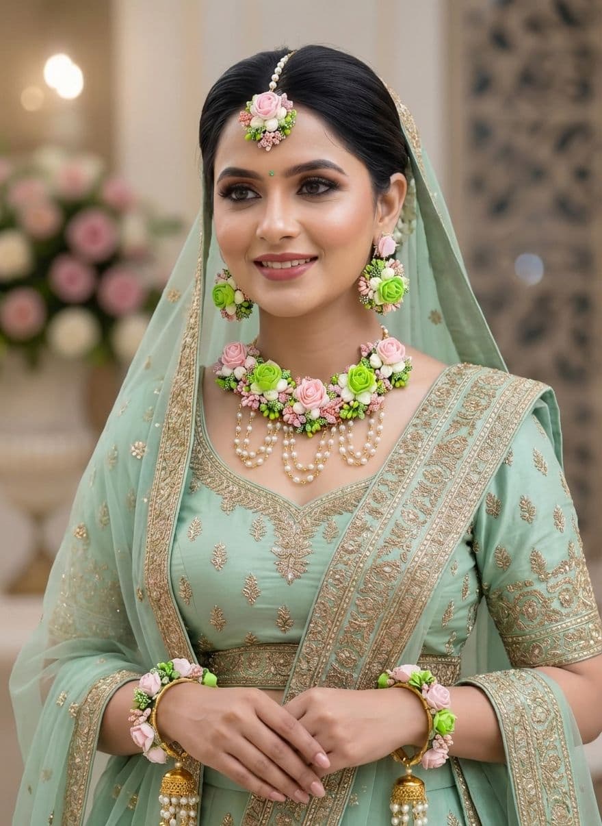 Floral Finesse Haldi Bridal Jewellery Set for Wedding Occasions