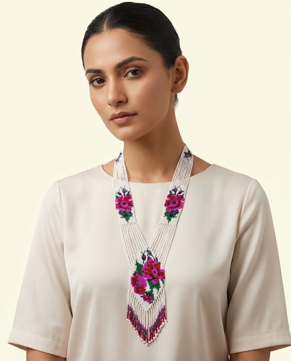 HANDICRAFT Charm: Handmade Beaded Pearl Necklace for Women & Girls, Perfect for Parties