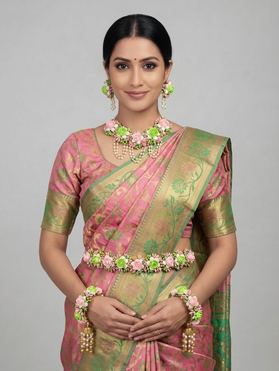 Bridal Harmony: Haldi Flower-Themed Handicraft Jewellery Set for Women