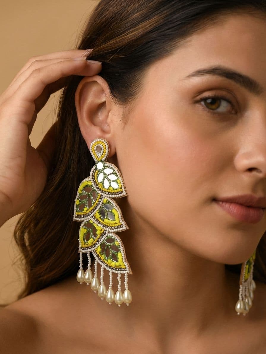 Multi Color Handmade Beaded Drop Earrings for Women and Girls