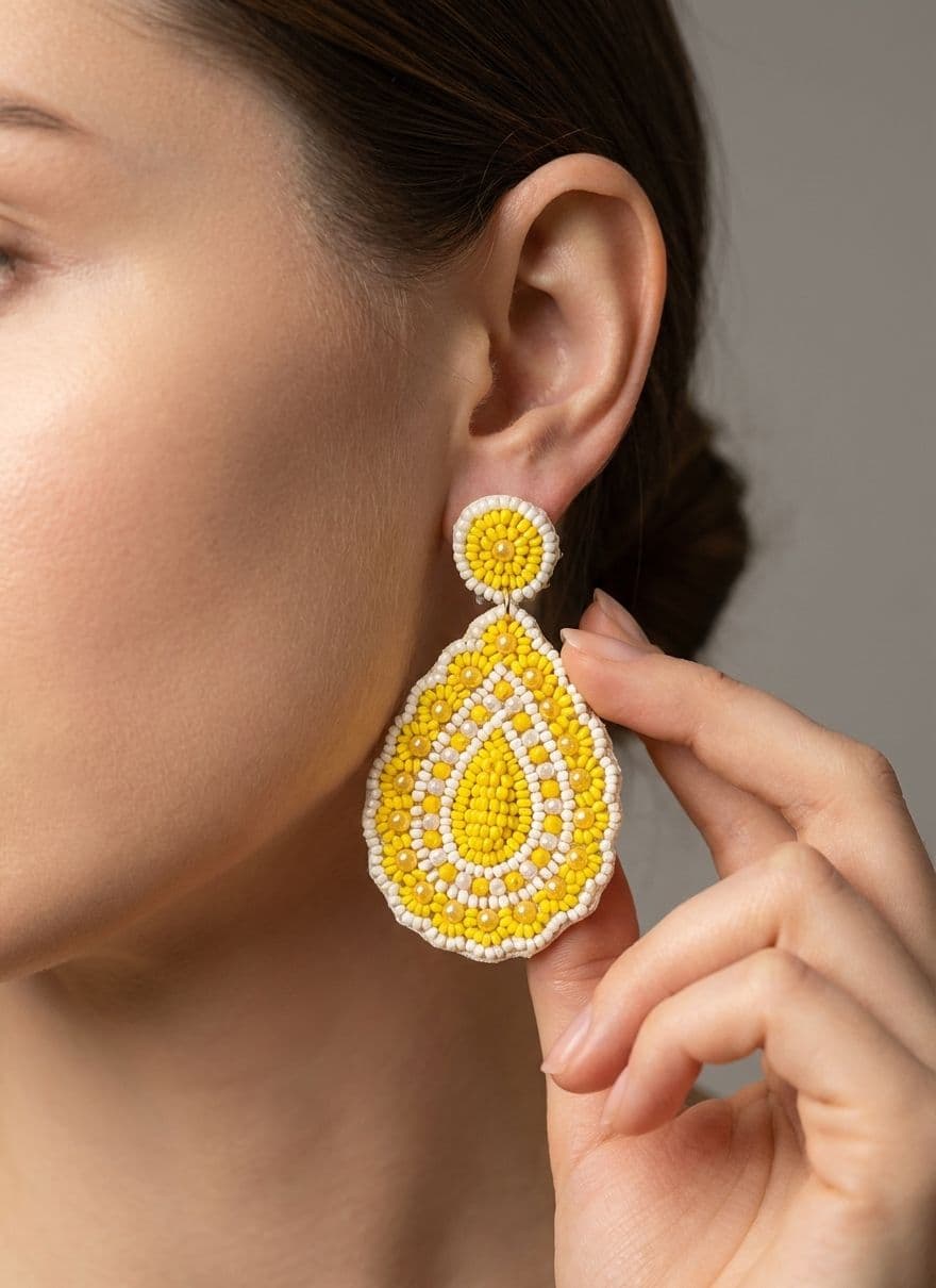 Gulnaaz Handmade Earrings-Chic Handmade Beaded Pink & White Indian Style Earrings for Women & Girls