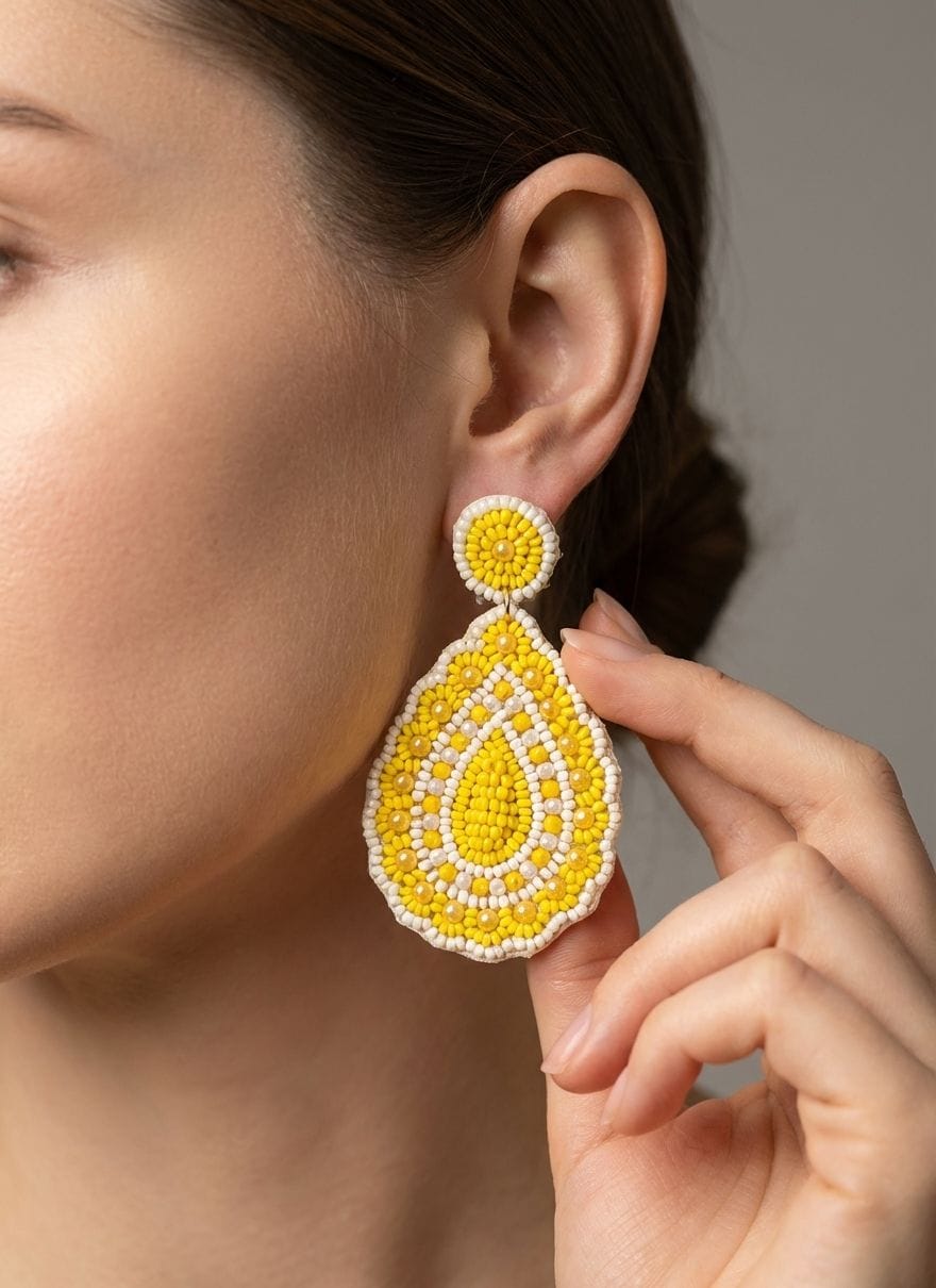 Gulnaaz Handmade Earrings-Chic Handmade Beaded Pink & White Indian Style Earrings for Women & Girls