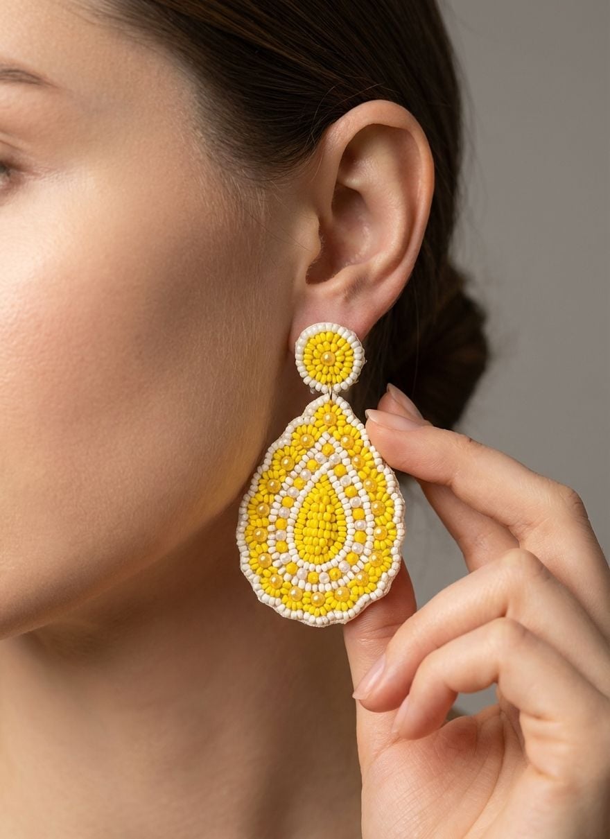 Gulnaaz Handmade Earrings-Chic Handmade Beaded Pink & White Indian Style Earrings for Women & Girls