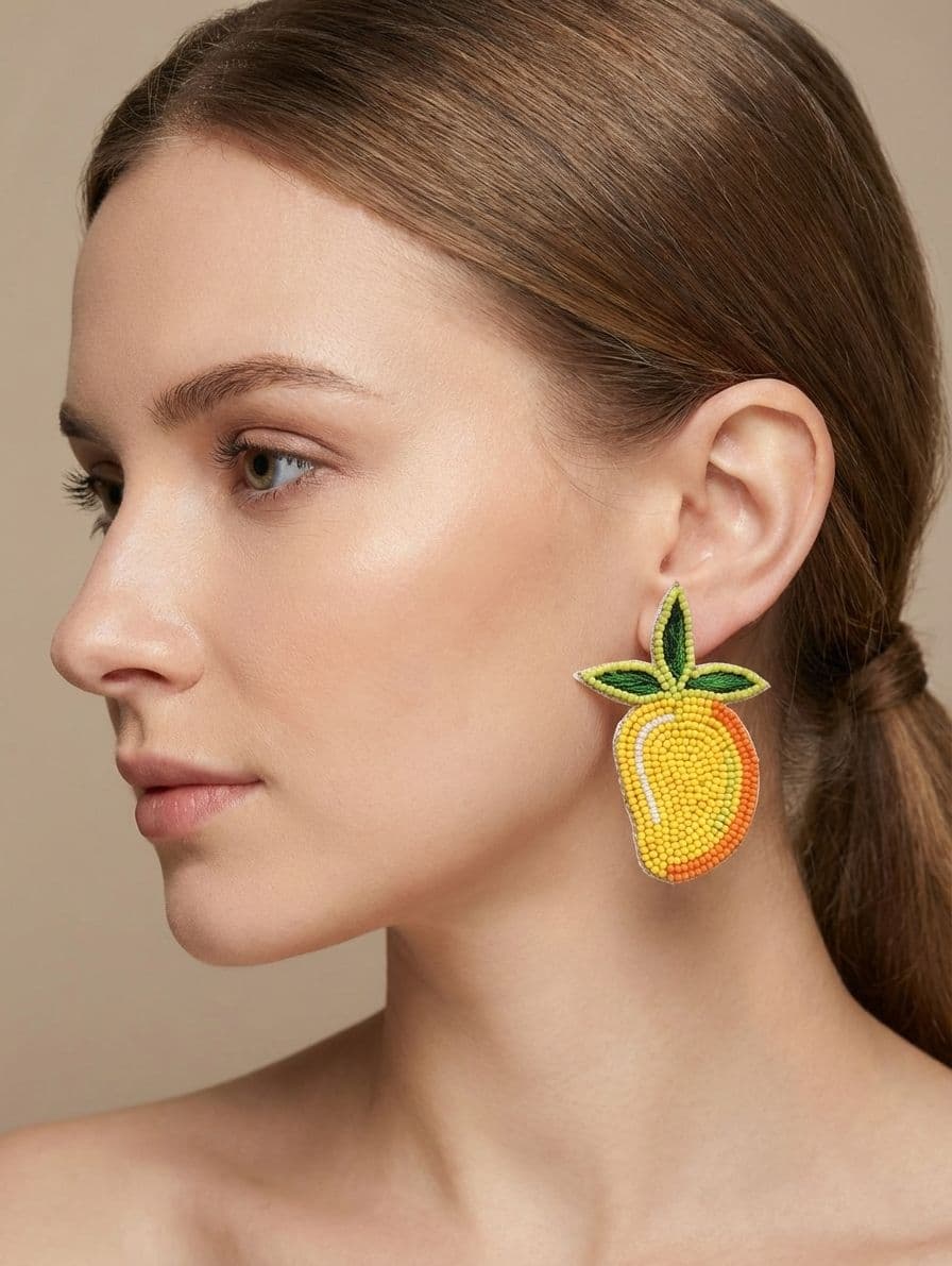 Sunny Delight Handmade Mango Beaded Earrings for Women and Girls