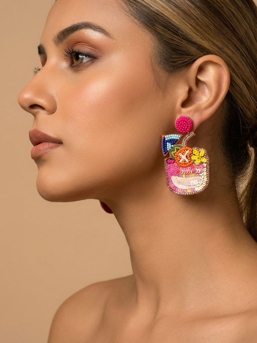 Rainbow Cocktail Beaded Earrings for Women and Girls
