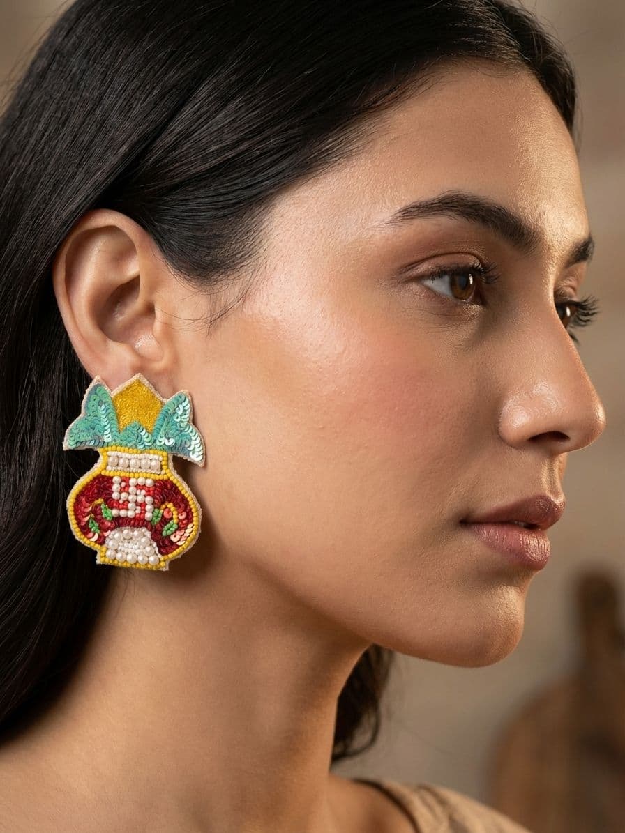 Kalash Earrings - Multicolor Handmade Beaded Earrings for Girls & Women
