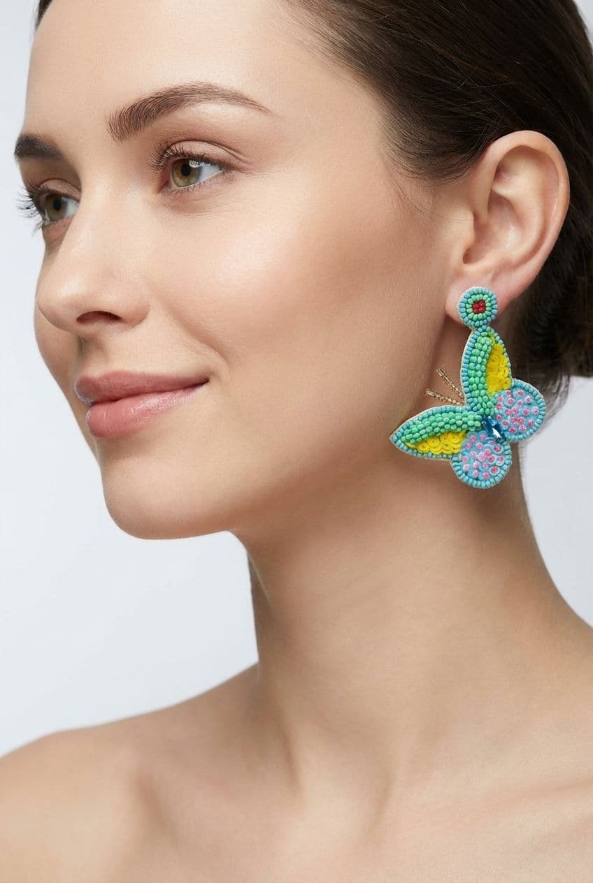 Quirky Butterfly Handmade Beaded Earrings for Women & Girls