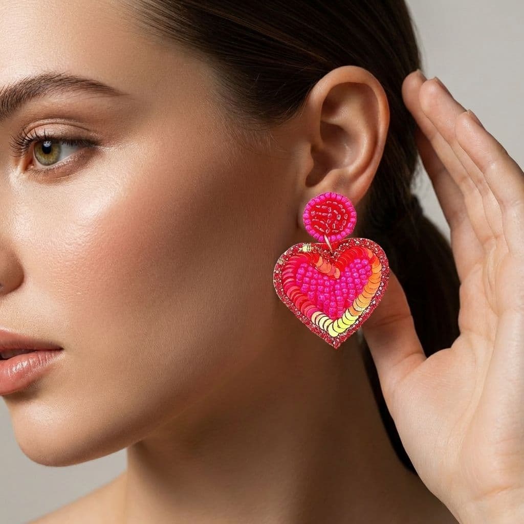 Tiny Heart Beaded Earrings for Women