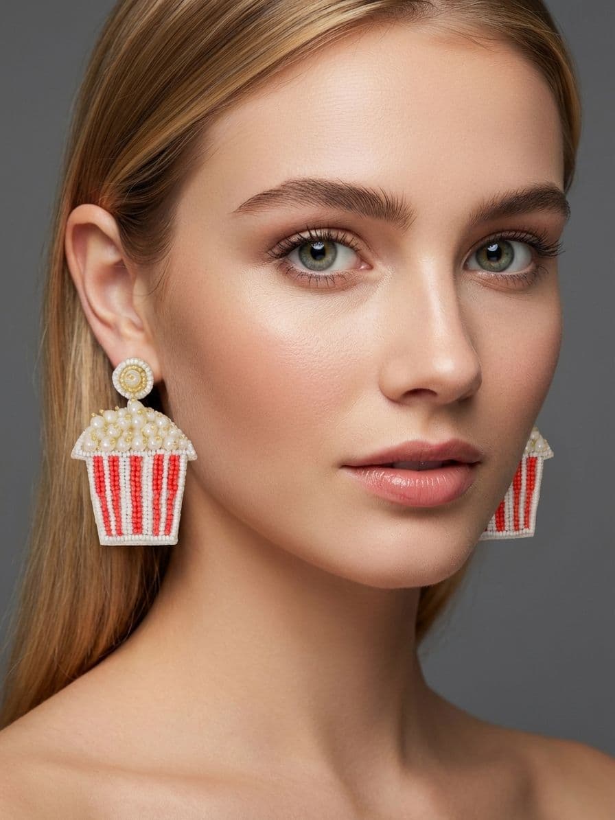 Fashionable Popcorn Beaded Pearl Drop Earrings for Party Goer Girls & Women