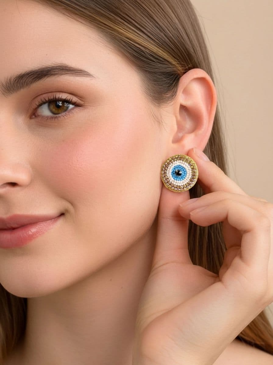 Unique 'Evil Eye' Beaded Stud Earrings for Women/Girls