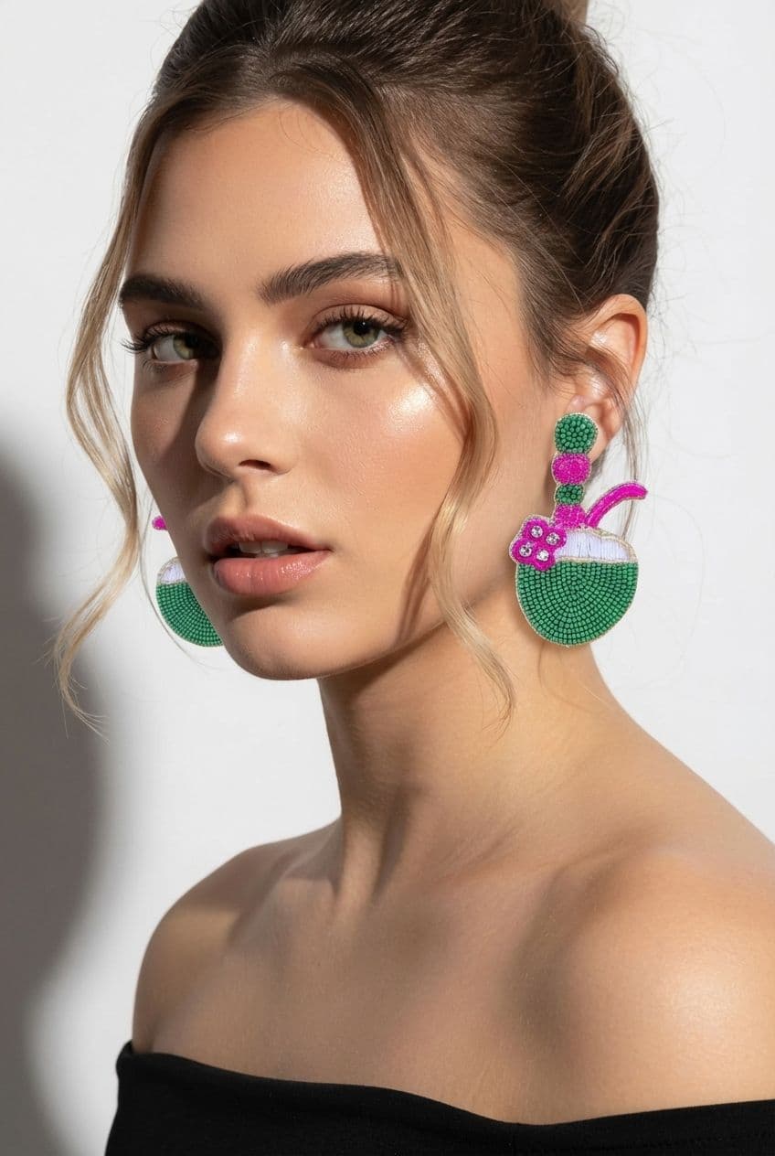 Gorgeous Beaded Coconut Earrings