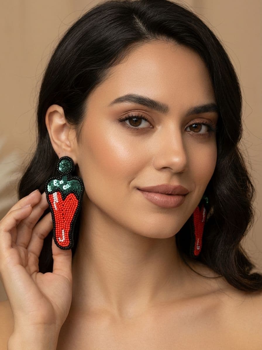 Tikhi Mirchi Earrings- Quirky Handmade Beaded Earrings for Women