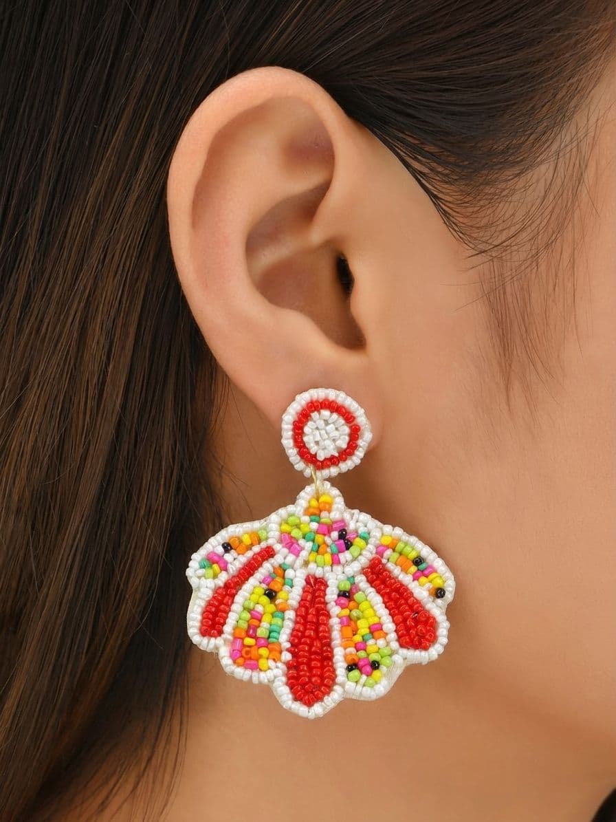 Lohini Earrings-Multicolored Handmade Beaded Floral Earrings for Women