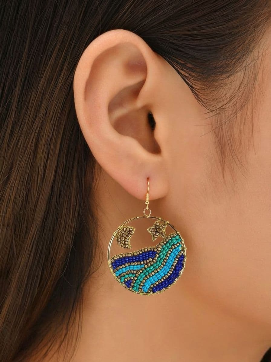 Blue Ocean Handmane Beaded Earrings for Stylish Look