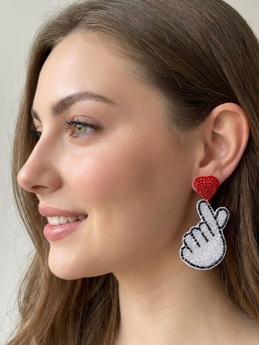 Korean Heart Beaded Earrings for Girls- Perfect Valentine's Gift for Her