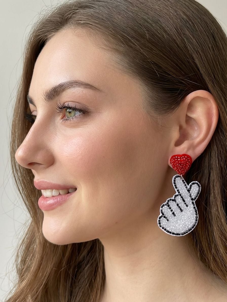 Korean Heart Beaded Earrings for Girls- Perfect Valentine's Gift for Her