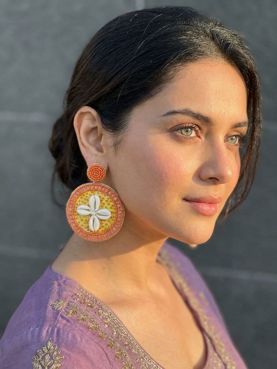 Handmade Yellow & Peach Beaded Earrings for Women and Girls