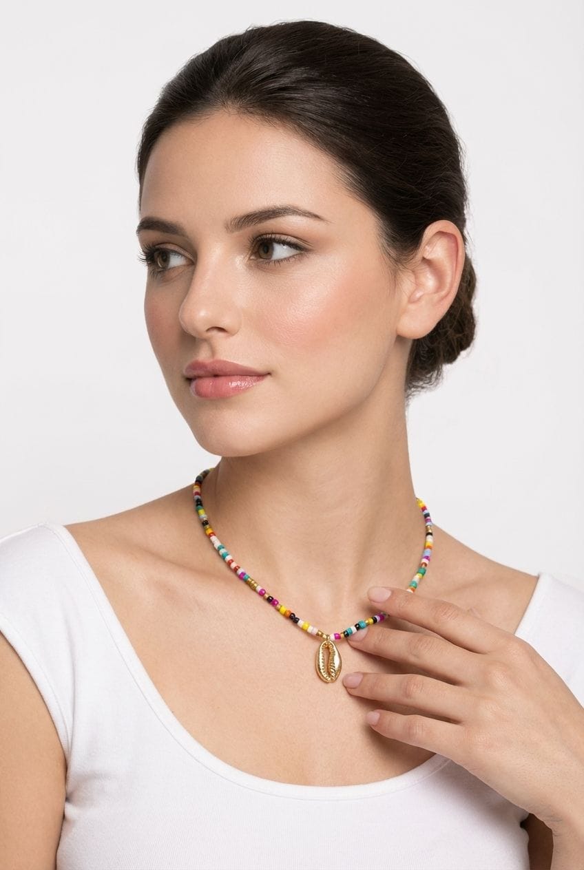 Exquisite Asymmetric Seed Beaded Choker - Quirky Handmade Multicolor Beach Necklace for Women and Girls