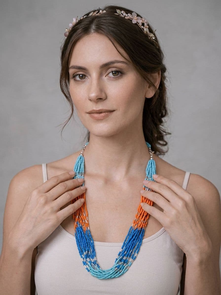 Beaded Boho Beach Bliss: Multicolored African Necklace for Women and Girls