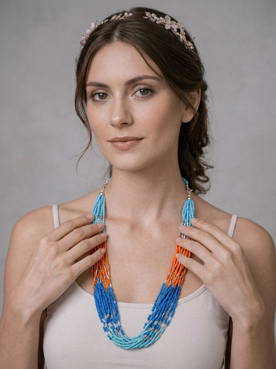 Beaded Boho Beach Bliss: Multicolored African Necklace for Women and Girls