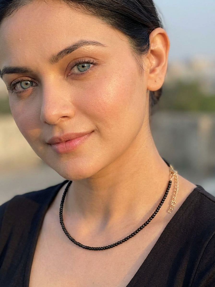 Gold Plated Asymmetric Black Pearl and Beads Fusion Choker Necklace for Women - Everyday Boho Fashion, Summer & Spring Ready