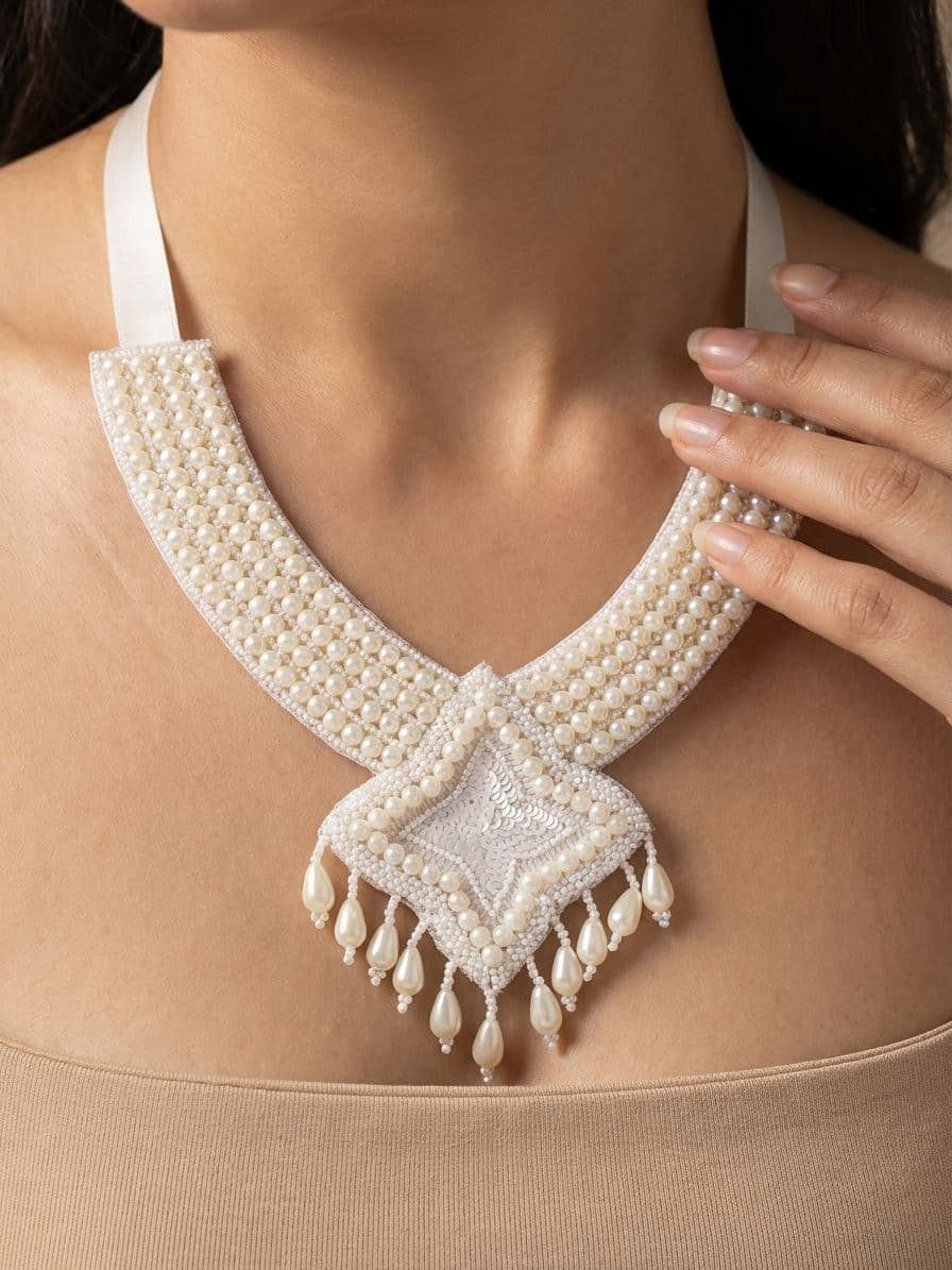 Hand-Crafted Pearl Asymmetric Dangler Necklace in Multicolor, Ideal for Women