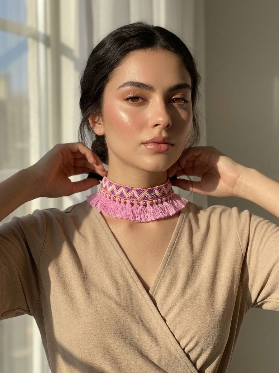 Handcrafted Asymmetric Beaded Choker - Contemporary Collection for Women & Girls