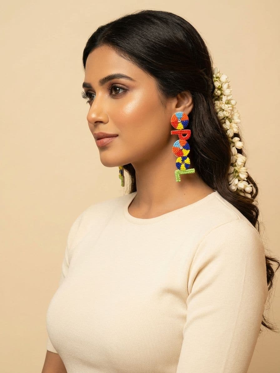 Pool Party Beaded Dangler Earrings for Girls & Women