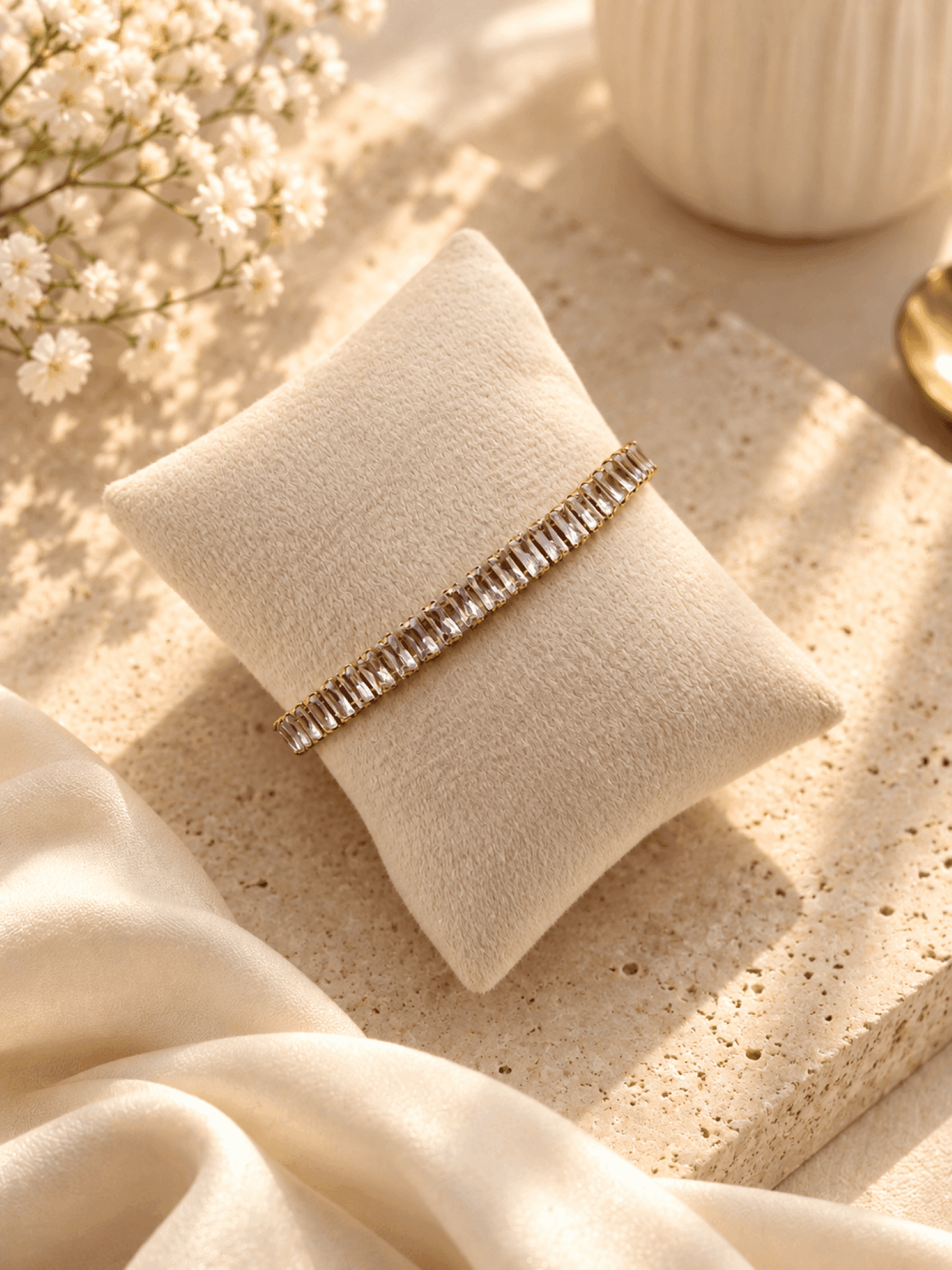 Gold Stainless Steel Tennis Bracelet for Women, Anti Tarnish