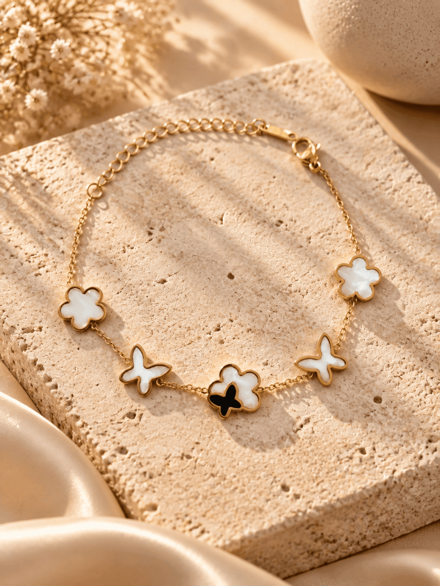 Gold Anti Tarnish Butterfly Charm Bracelet for Women