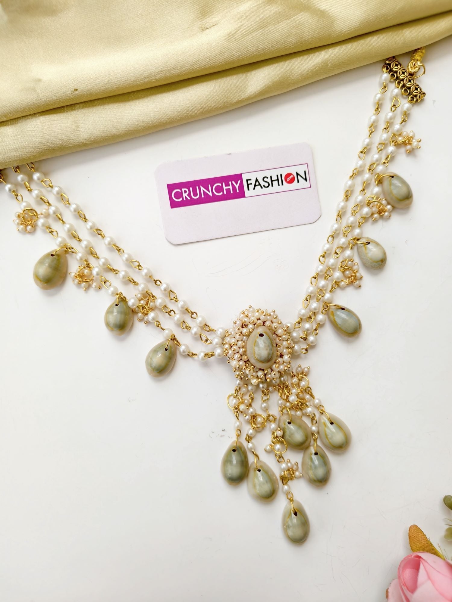 Handmade Seashell & Pearl Haldi Mehndi Jewellery Set