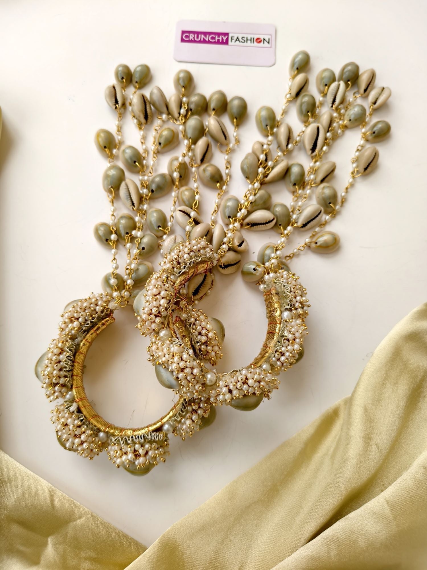 Handmade Seashell & Pearl Haldi Mehndi Jewellery Set