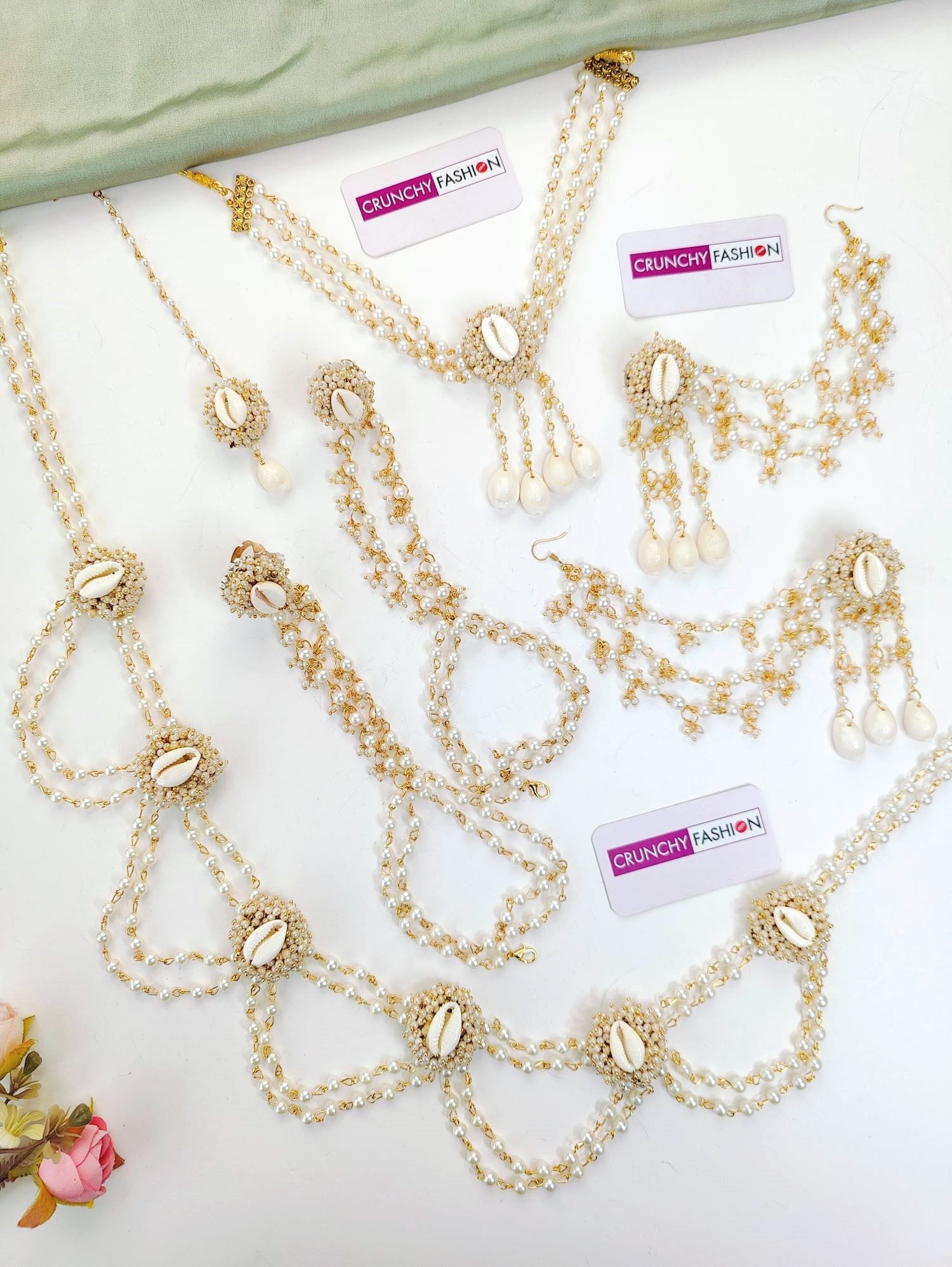 Baby Bloom - Baby Shower White Beaded Pearl Jewellery Set