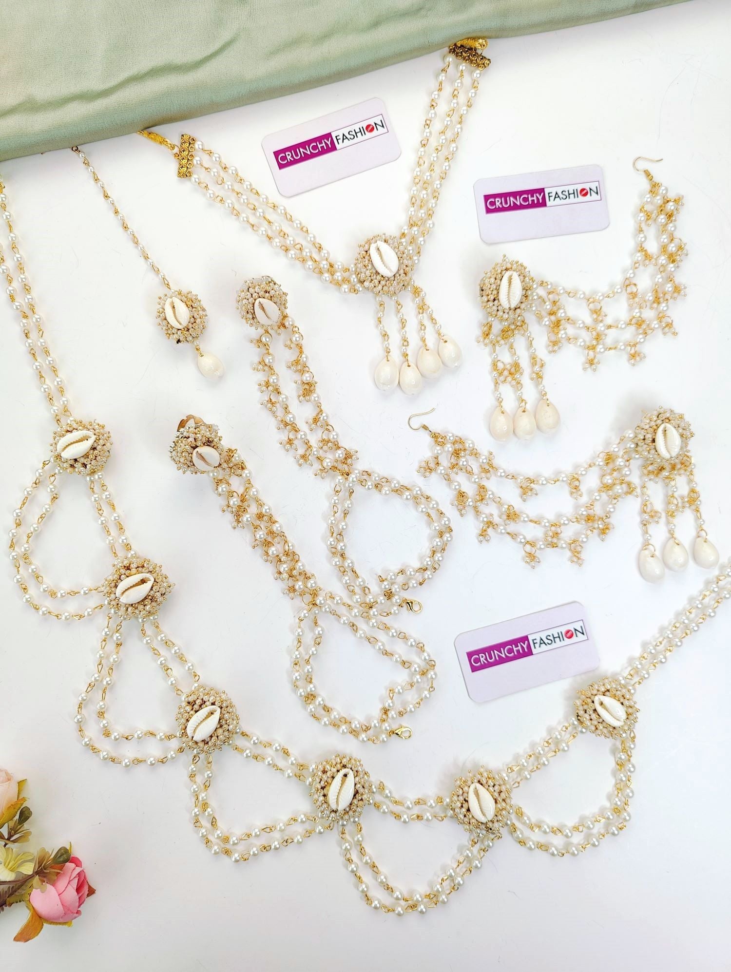 Baby Bloom - Baby Shower White Beaded Pearl Jewellery Set