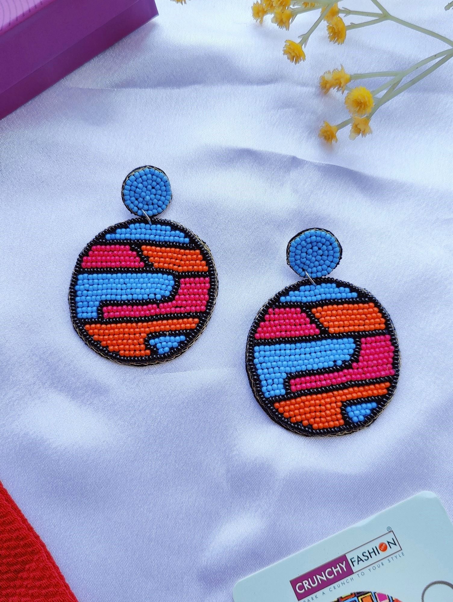 Exotic Cocktail Splash: Handmade Orange Beaded Earrings for Everyday Vibrance